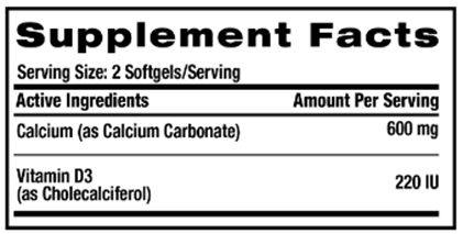 Liquid Calcium & Vitamin D3 supplement facts
